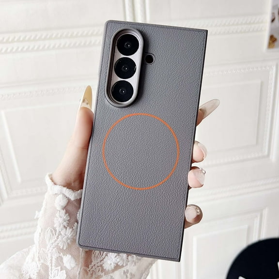 Magnetic Case for Samsung Galaxy Z Fold 7 Compatible with Mag-Safe, [Military Grade Shockproof] Plain Hybrid Slim Hard Protective Phone Cover for Samsung Galaxy Z Fold 7 Case, Gray