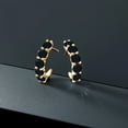 thumbnail image 4 of Gem Stone King 18K Yellow Gold Plated Silver Black Onyx and Hoop Earrings for Women | 2.20 Cttw | Gemstone December Birthstone | Round 4MM, 4 of 4