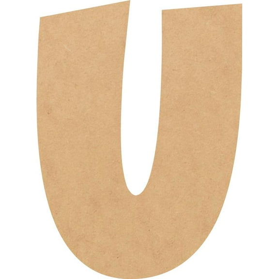 Unfinished Bold Wood Letter U, Craft Alphabet 10'' Tall MDF Wall Décor, Superboom Font