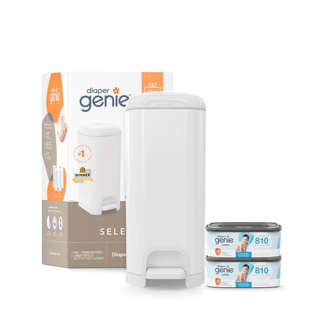 Cubo para pañales Diaper Genie Select de acero inoxidable con 2 recambios