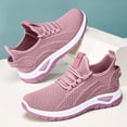 thumbnail image 4 of Women's Fashion Solid Color Mesh Lace Up Sneakers Lightweight Breathable Comfortable Running Shoes Non Slip Soft Sole Athletic Footwear For Casual Walking And Sports Light Pink 40, 4 of 4