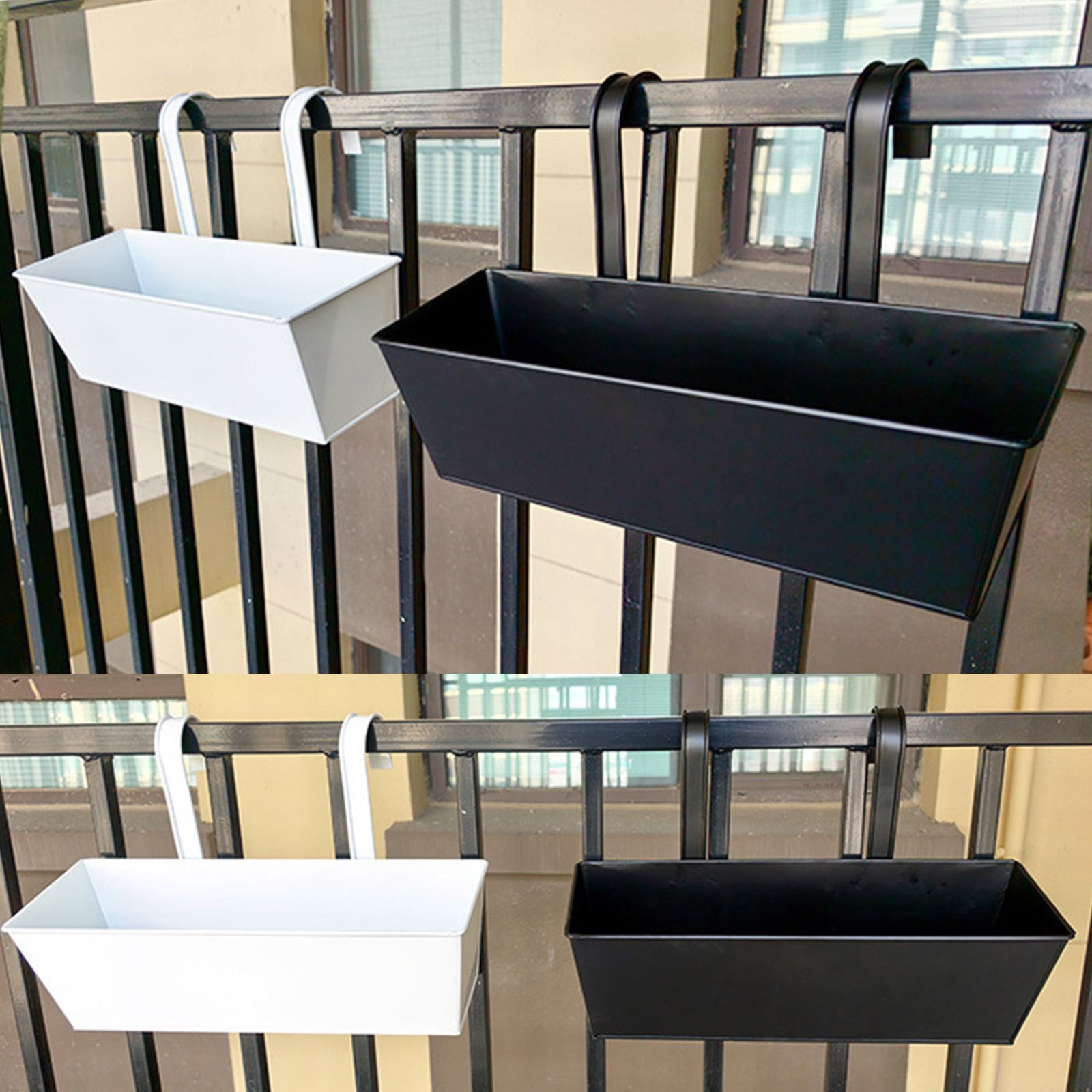 RYUJNDK Hanging Flower Pots for Fence or Porch Metal Iron Planter Box for Garden Decoration Railing Plant Display Accessories