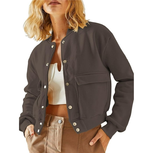 Chaqueta de Mujer para Otoño/Invierno, Larga, Cuello Alto, con Bolsillo Lateral. Marrón Oscuro S