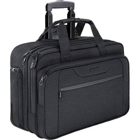 KROSER 17.3 Rolling Laptop Bag Briefcase Overnight Roller Case-Black