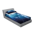 thumbnail image 2 of Ambesonne Space Fitted Sheet & Pillow Sham Set, Supernova Stars, Twin, Blue, 2 of 2