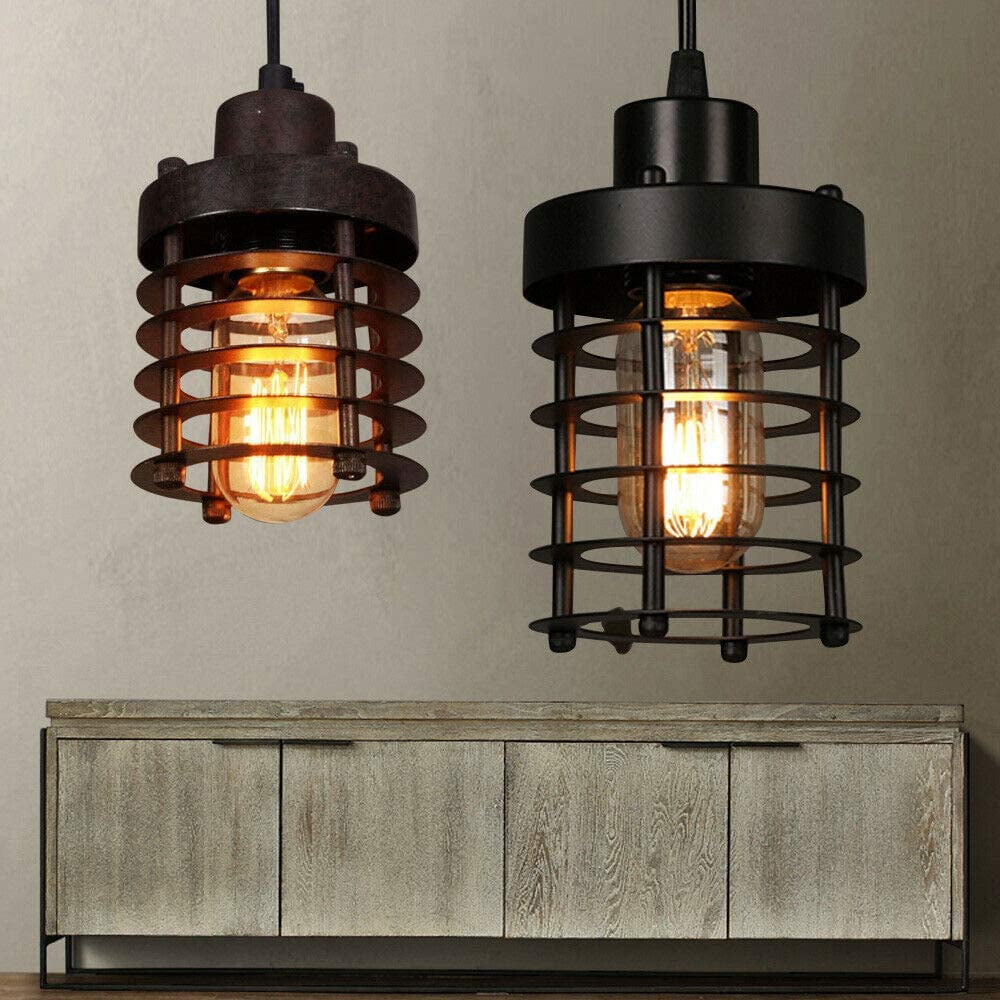 Miumaeov Retro Chandelier Ceiling Light Metal Cage Lampshade Pendant Fixture for Kitchen Bar Hallway Balcony