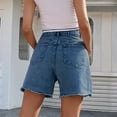thumbnail image 5 of Womens Jean Shorts Button Ruffle Casual Shorts with Pockets Trendy High Rise Denim Shorts, 5 of 5