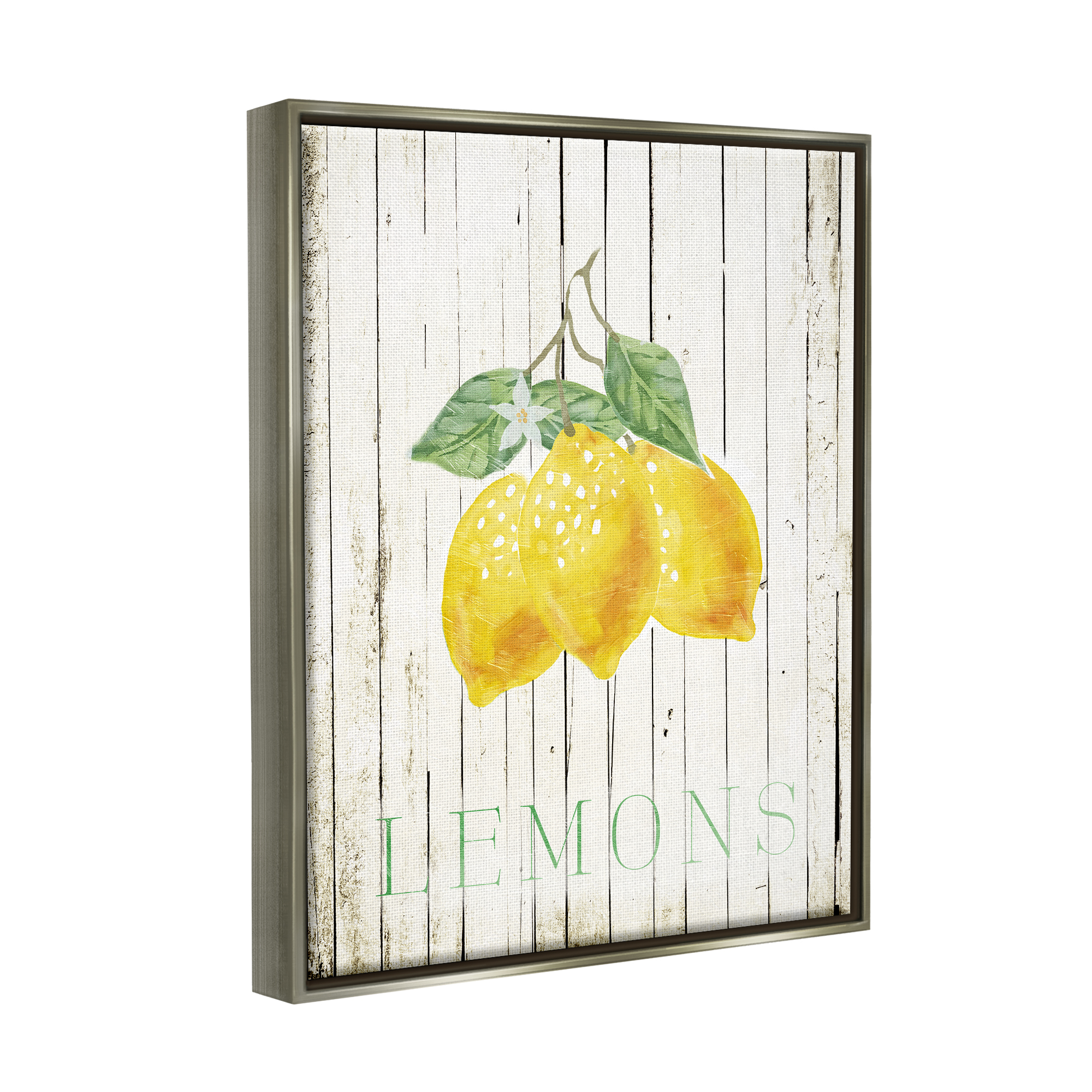 Stupell Rustic Lemons Country Patterned Food & Beverage Painting Gray Floater Framed Art Print Wall Art