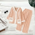 thumbnail image 4 of Women's Winter Fleece Pajama Set with Button Cardigan Long Top and Pants with Pockets, 4 of 5