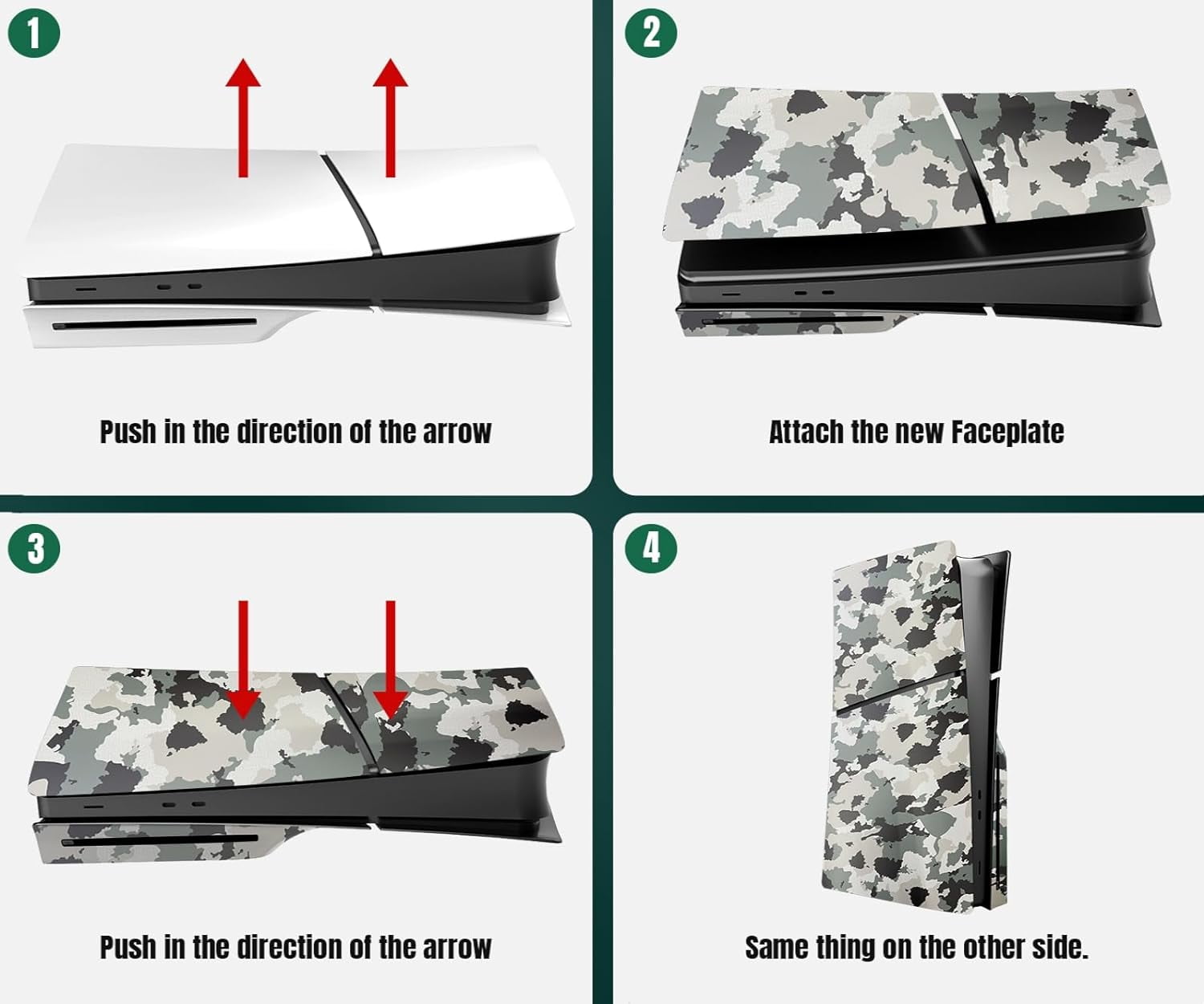 Disc Edition Cover Plates for PS5 Slim Console, Shell Panels Compatible with Playstation 5 Slim Accessories Protective Replacement Faceplate (Camouflage)