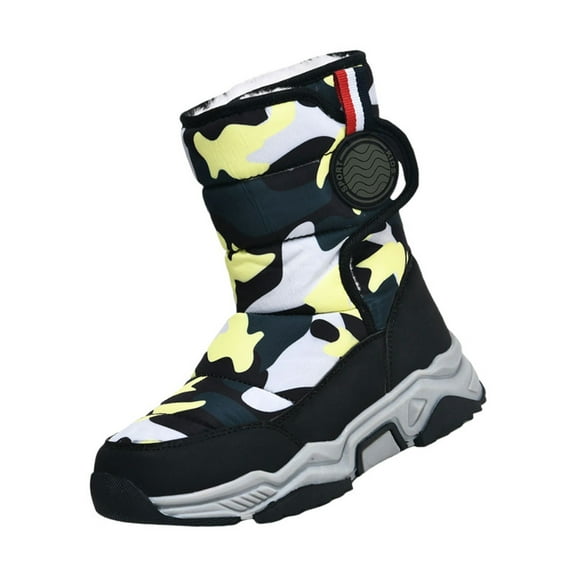 NOKIO Children’s Padded Winter Boots Cotton-Lined Snow Boots Non-Slip Warm Outdoor Play Shoes for Boys Girls Cold Weather