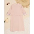thumbnail image 5 of Zaldita Muslim Abaya Girls 3/4 Sleeves V-neck Zip Front Spring Summer Casual Dress Islamic Middle Pink 110, 5 of 7
