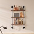 thumbnail image 3 of VEVOR Industrial Pipe Shelf, 3 Tier 24x7.87in, Wall-Mount Floating Rustic Wood Shelves Bracket Display Bookshelf, Storage Rack Sundries Holder for Kitchen Bedroom Bathroom Living Room,, 3 of 9