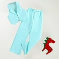 thumbnail image 6 of FAIWAD Kids Girl's 2 Piece Outfits Clothing Sets Button Front Crop Vest Blazer and Wide Leg Pants, 6 of 6
