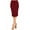 Burgundy, variant on Women's Plus Casual Solid Pencil Midi Skirt with Drawstring Waist and Relaxed Fit