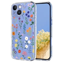 Compatible with iPhone 13 Case Clear with Flower Design, Cute Soft Silicone TPU Floral Aesthetic Women Girls Transparent Protective Shockproof Anti-Scratch Anti-Yellow Phone Cover, B