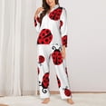 thumbnail image 2 of Logiee Fly Flying Ladybug Print Womens Pajamas Set,Long Sleeve Sleepwear,Button Down Lounge Set 2 Pieces,Soft Nightwear Pjs Set-X-Large, 2 of 7