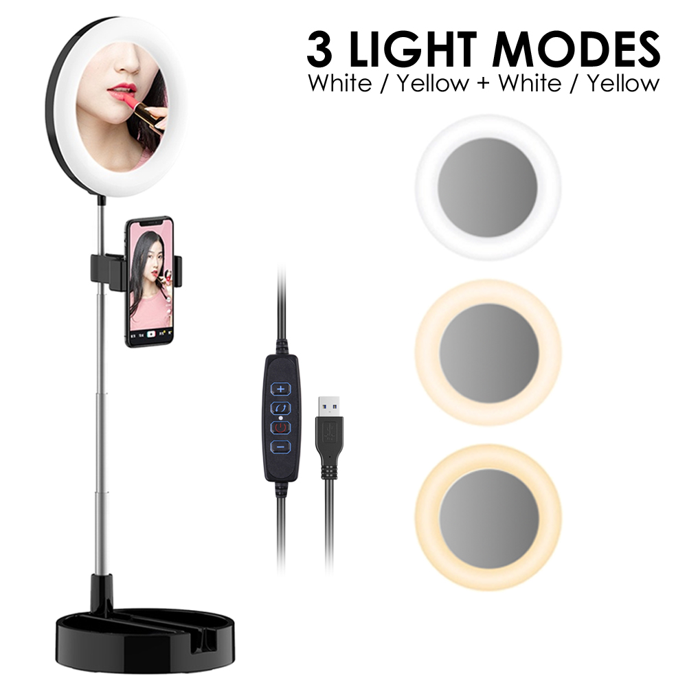 6 3 Inch Dimable Vanity Mirror Led Halo Vanity Mirror Ring Light Swivel Tilt Light Adjustment Usb Powered Walmart Canada