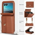 thumbnail image 6 of Allytechgroup for Motorola Razr 2024 Wallet Case, Stylish Practical Protective Premium PU Leather Cards Slots Hand Wrist Crossbody Strap Phone Case for Motorola Razr 2024, Brown, 6 of 6