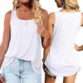 thumbnail image 4 of Womens Tank Tops U Neck Dolphin Hem Casual Flowy Summer Sleeveless Square Neck Solid Color Tank Top T-shirt, 4 of 6
