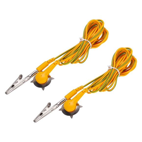 Unique Bargains Câble de Mise à la Terre ESD, Pince de Cordon de Mise à la Terre Antistatique de 3,0 M/118 Pieds Jaune, Lot de 2