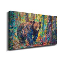 Animal Wall Art Picture Strong Brown Bear Animal Wall Decor Canvas Wall Art For Livingroom Bedroom Office