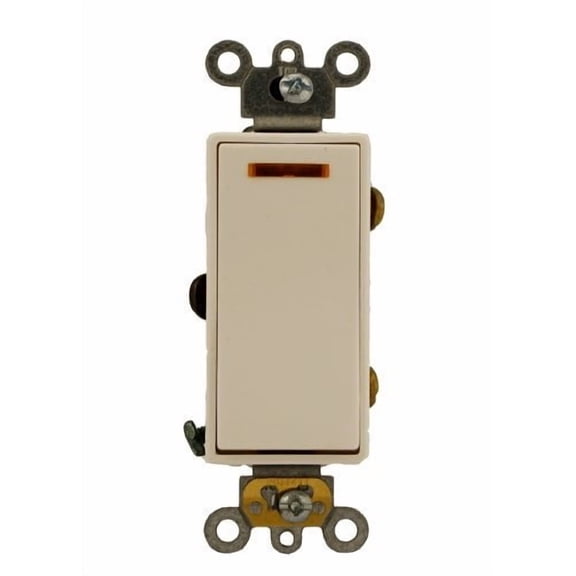 Leviton 5633-2W Rocker Switch Decora 3-Way 20 Amp 120 VAC Self-Grounding Commercial Grade Back and Side Wired - White