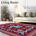 thumbnail image 2 of ODIKA 4'x6' Machine Washable Non-Slip Area Rug, Nordic Winter Dachshund Scene with Stylized Snowflake Details High Traffic Rug with Pad, Red, 743628, 2 of 8