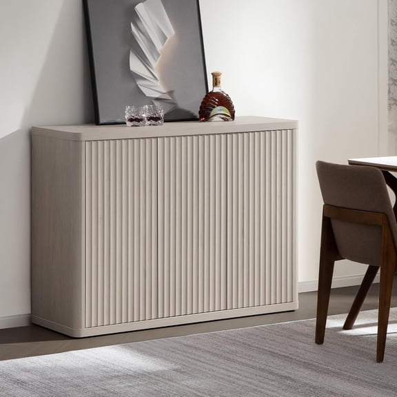 EastVita Buffet Cabinet with Storage Accent Sideboard with 3 Doors Modern 48in Wide Credenza Fluted Buffet Table Media Console Cabinet Entryway Cabinets for Living Room Kitchen Dining Room Hallway