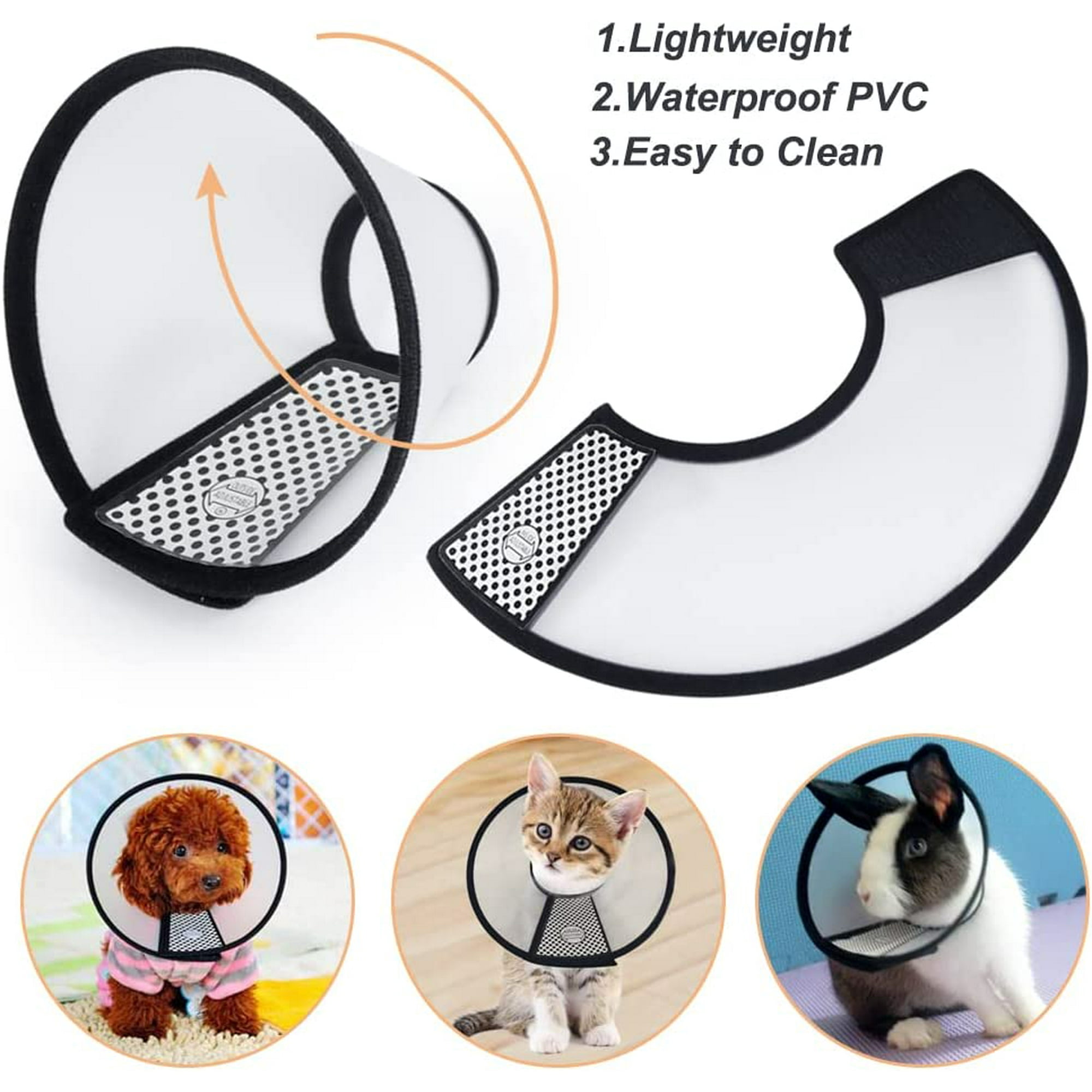 Yeegool Cat Cone Adjustable Restoration Pet Cone Lightweight Plastic Elizabethan Collar For Cats Miniature Dogs Rabbits And Kittens Black
