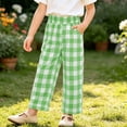 thumbnail image 4 of Zpanxa Girls Buffalo Plaid Wide Leg Pants Elastic Waistband Loose Fit Trendy Casual Trousers with Pockets for School Pants for Girls, 4 of 8