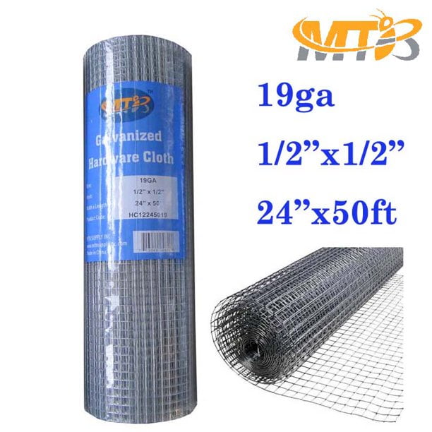 MTB Galvanized Hardware Cloth 24 Inch x 50 Foot 1/2 Inch x 1/2 Inch