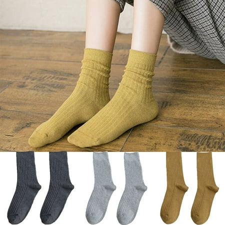 

SPRING PARK Winter Women Cotton Socks Cotton Sweat Absorption Warmers Middle Tube Socks for Girls Women