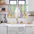 thumbnail image 2 of Easter Kitchen Curtains Window Panels, Spring Rabbit Ears Foot Eggs Floral Wooden Grain Insulated Window Treatment Curtain, Grommet Curtains for Bedroom/Living Room/Bathroom, 2 Piece 42"Wx45"L, 2 of 8