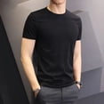 thumbnail image 3 of Camiseta blanca y negra de manga corta para hombre, ropa ajustada con cuello redondo, camisetas de color liso, camisetas casuales para hombre, 3 of 5
