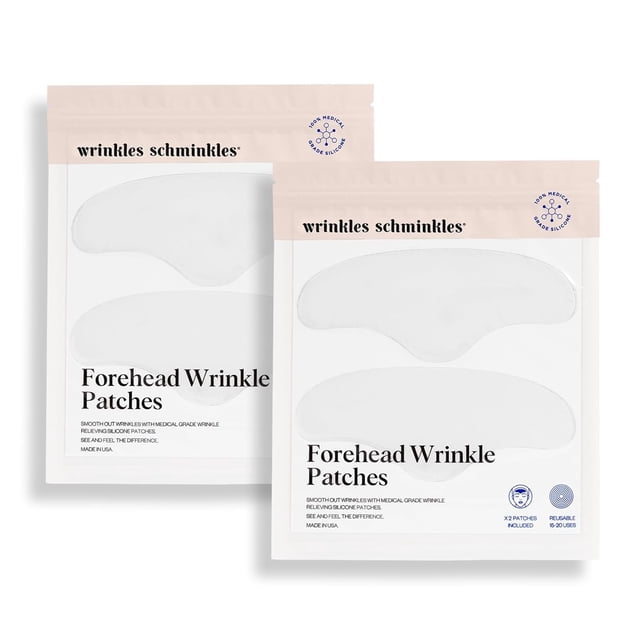 Wrinkles Schminkles Parches antiarrugas para la frente, paquete de 4 almohadillas suavizantes de silicona hipoalergénicas reutilizables para reducir las líneas de expresión y estiramiento facial duran