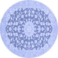 thumbnail image 1 of Ahgly Company Indoor Round Medallion Blue Traditional Area Rugs, 4' Round, 1 of 4