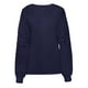 thumbnail image 1 of Dinheiro Blusas de Moda para Mujer Tops de Punto Sueltos Casuales Camisas de Manga Larga de Encaje con Huecos (Azul Marino), M,, 1 of 5