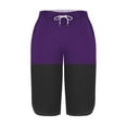 thumbnail image 7 of Clearance under 10$ Sevevn Women Solid Printing Elastic Waist Sports Casual Capris Pants With Side Pockets New Year Savings Purple S, 7 of 7