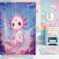 thumbnail image 2 of Manfei Salamander Pattern Shower Curtain 72Wx72L,Adorable Axolotl Bathroom Curtain, 2 of 5