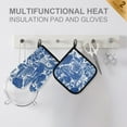 thumbnail image 4 of Yayeee Oven Mitts and Pot Holder Set of 2 Heat Resistant Kitchen Gloves Baking Hot Pad, Blue Garden Pattern, 4 of 5