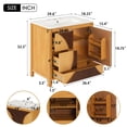 thumbnail image 4 of 30 Inch Mid-Century Modern Bathroom Vanity with Sink - Freestanding Artistic Wood Cabinet with 3 Drawers & Soft-Close Door, Two-Tone Fluted Panel Design, Solid Wood & MDF Build,, 4 of 6