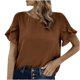 thumbnail image 1 of Top de cuello redondo de manga corta con encaje de color liso para primavera y verano para mujer OAVQHLG3B Store  lin121212, 1 of 4