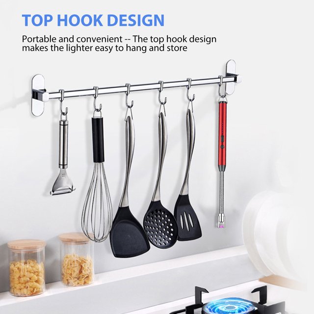 Encendedor Electronico Encendedor de estufa de gas de cocina USB Pantalla de alimentación LED Encendedor de pulso a prueba de viento (Rojo) Wdftyju Libre de BPA