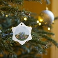 thumbnail image 7 of 3drose, the Easter Bunny Sitting in the Meadow with Easter Basket and Chicken, 3 inch Snowflake Porcelain Ornament, 7 of 7