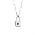 thumbnail image 3 of PERITANG Jewelry Initial Pendant Necklace for Men Womens, Stainless Steel Lock Letter Capital Necklace Alphabets from A-Z Figaro Chain Necklace Unisex, 3 of 7
