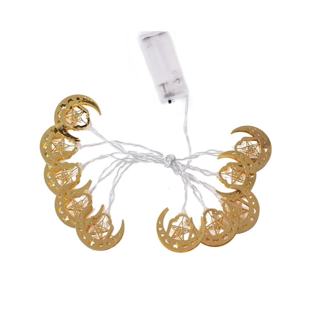 Cadena De Luces Led Ramadán Colgante Adorno Luz Estrella Luna Cadena De Luces De Hadas 1.65 M / 64.85 Pulgadas 10 Luces Led Con Pilas Para Halloween Decoración De Fiesta En El Jardín De Navidad Minnieouse HA015952-00