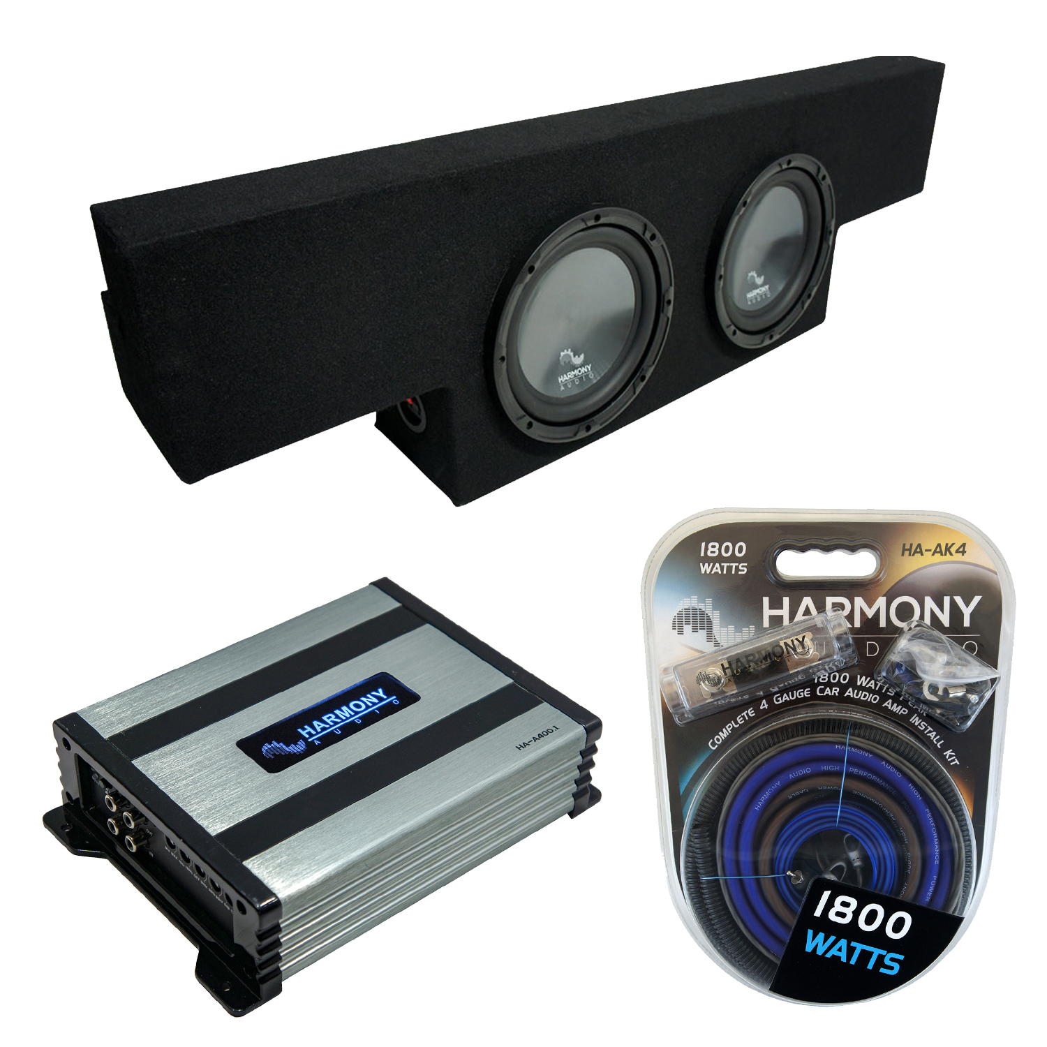 2014-2018 Chevy Silverado Crew Cab Subwoofer Box – Dual 12" Kicker Comp C12 + HA-A800.1 Amp Bundle