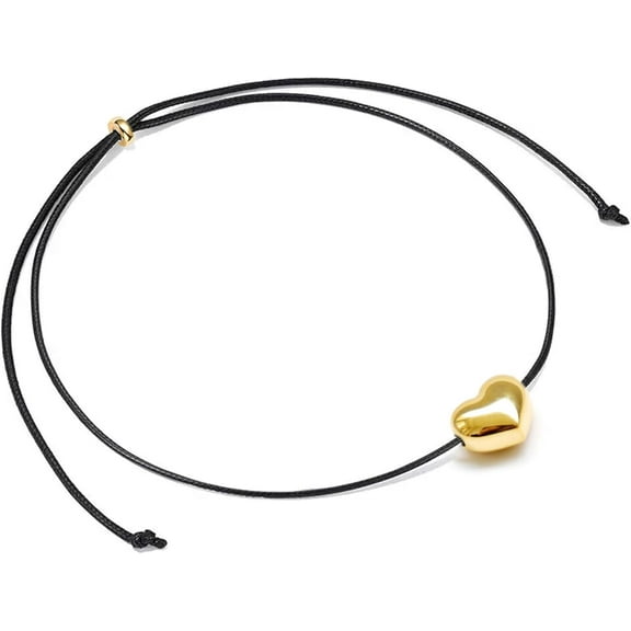 14K Gold Plated Heart Choker Necklace for Women Adjustable Big Chunky Love Pendant Necklaces Trendy Jewelry Gift for Her