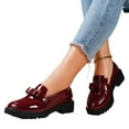 thumbnail image 5 of IUJSOY Women's Penny Loafers Slip on Oxfords Bowknot Patent Leather Loafers Dressy Shoes, 5 of 9